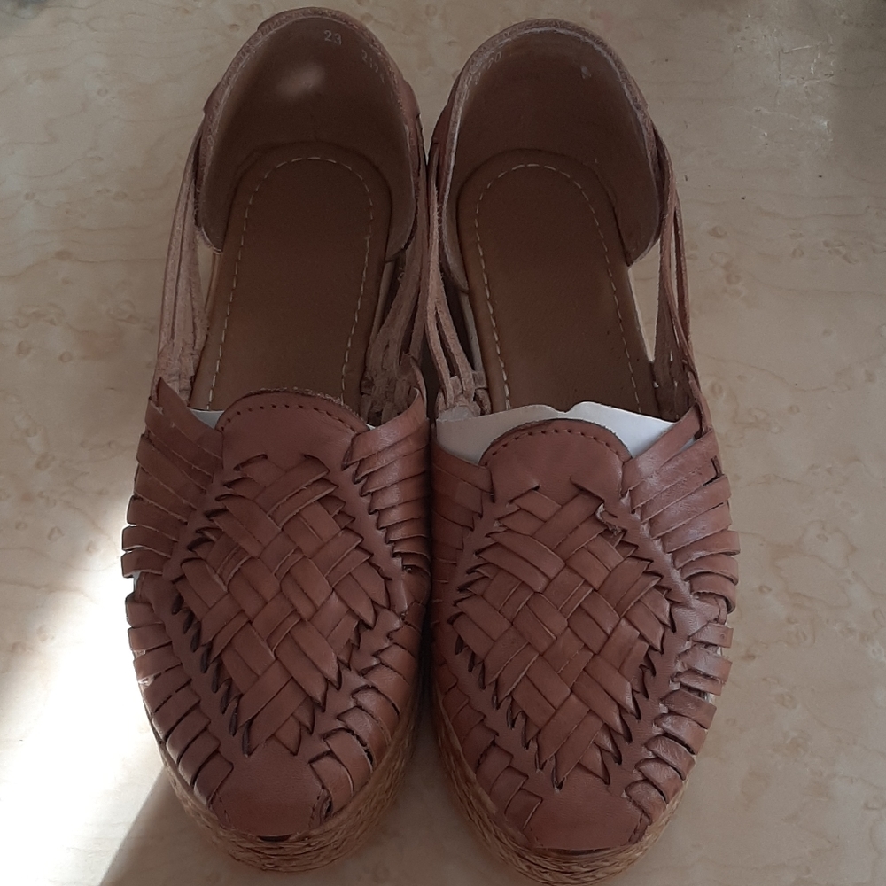 Hand Crafted Brown Woven Platform Sandals